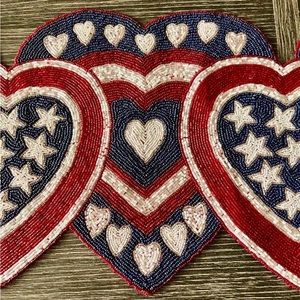 Patriotic Fourth of July beaded table runner
